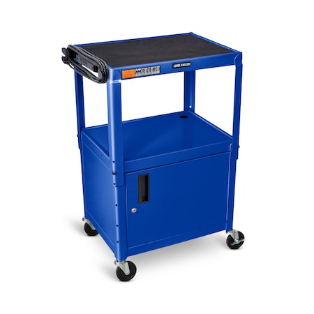 Luxor Adjustable-Height Steel AV Cart - Cabinet - Royal Blue AVJ42C-RB